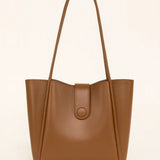 Front view of Brown Leather button bag