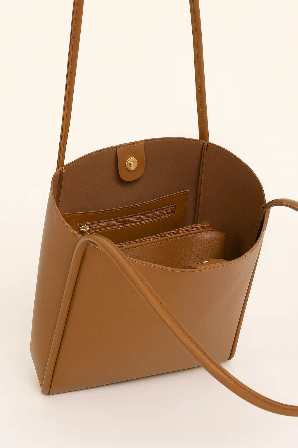 Front view of Leather button bag
