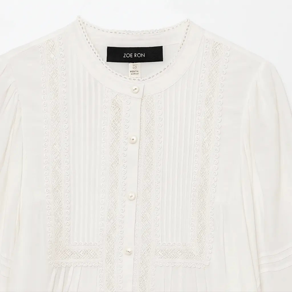 Close-up detail of Lily Lace Blouse, construction detail