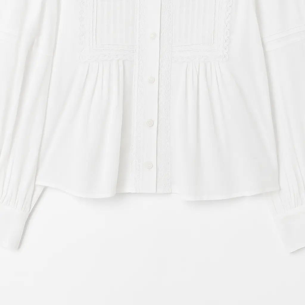 Close-up detail of Lily Lace Blouse, texture detail