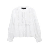 Front view of White Lily Lace Blouse
