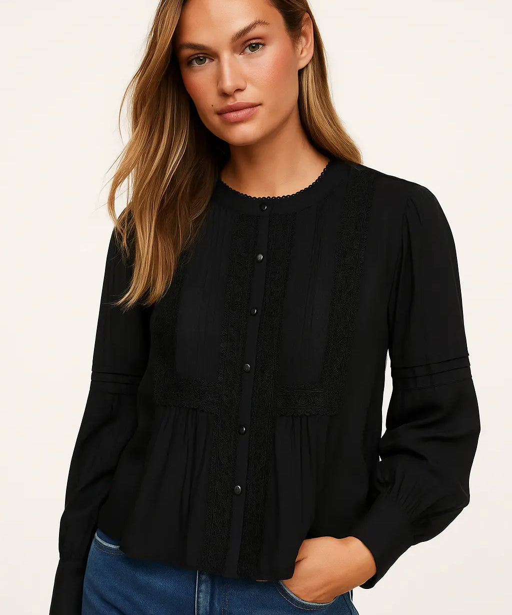 Lily Lace Blouse shown in a lifestyle setting