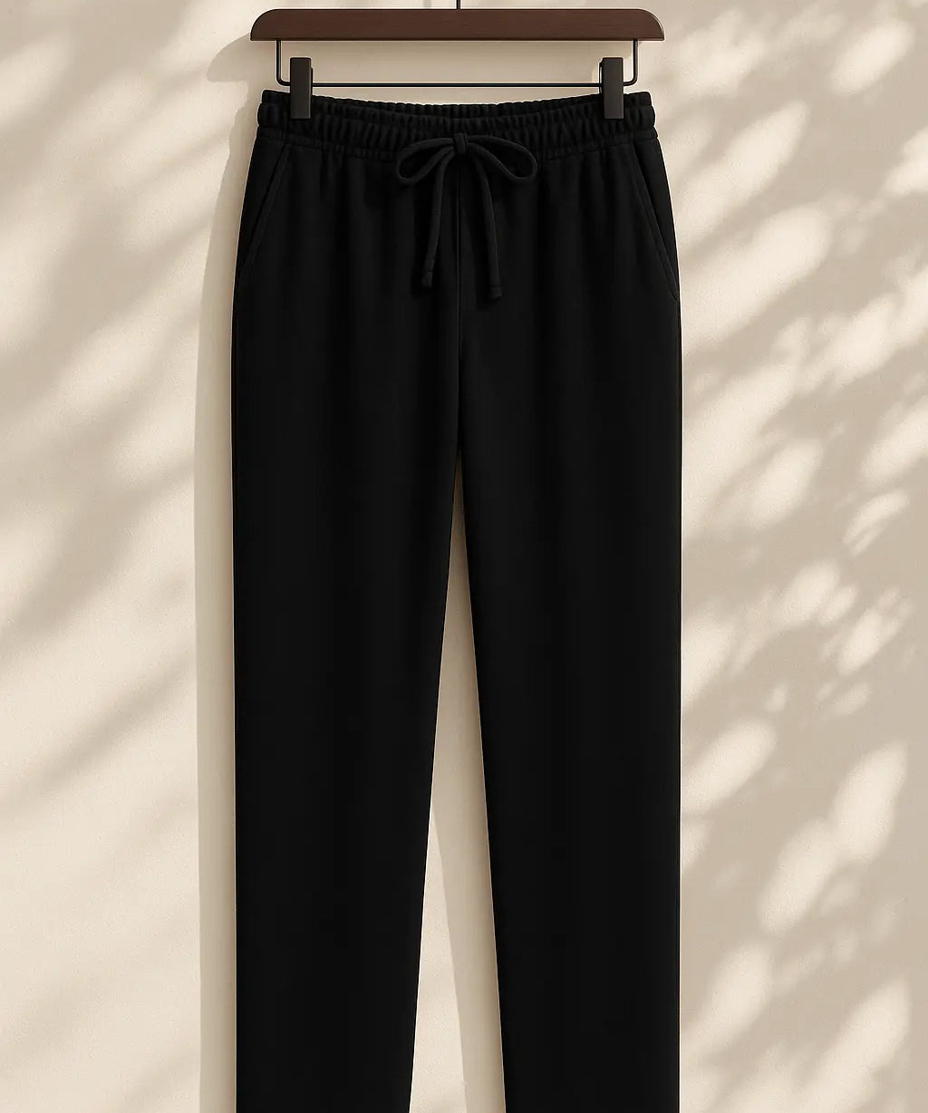 Front view of Black Linen Loose Pants
