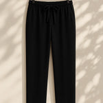 Front view of Black Linen Loose Pants