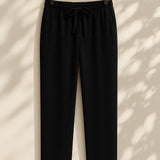 Front view of Black Linen Loose Pants