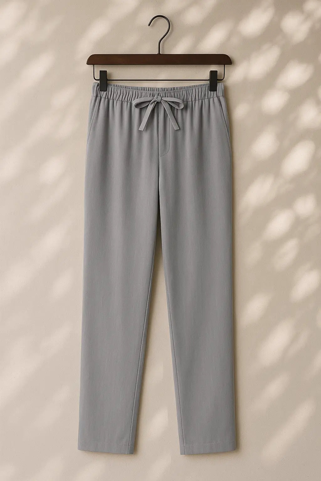 Front view of Light Gray Linen Loose Pants