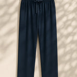 Front view of Navy Blue Linen Loose Pants