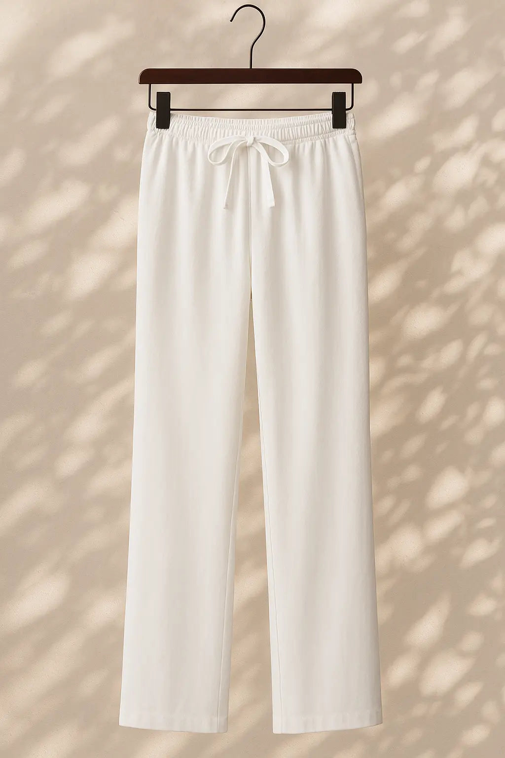 Front view of White Linen Loose Pants
