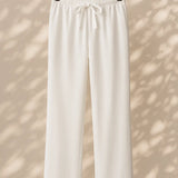 Front view of White Linen Loose Pants