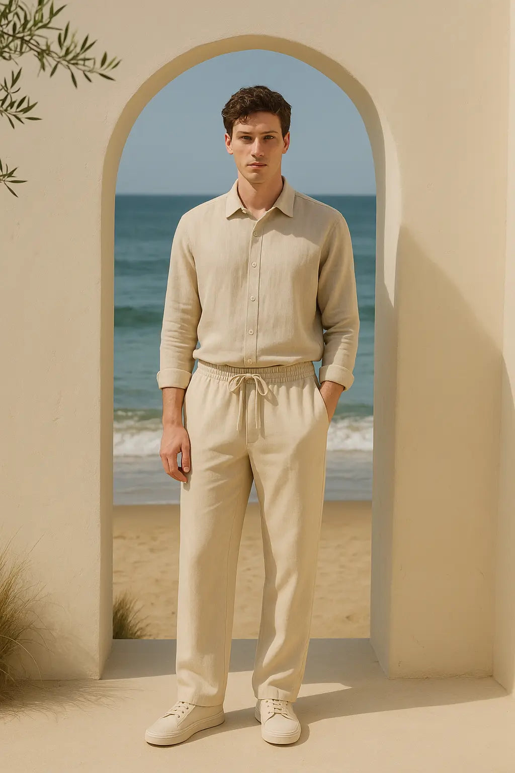 Front view of Linen Loose Pants