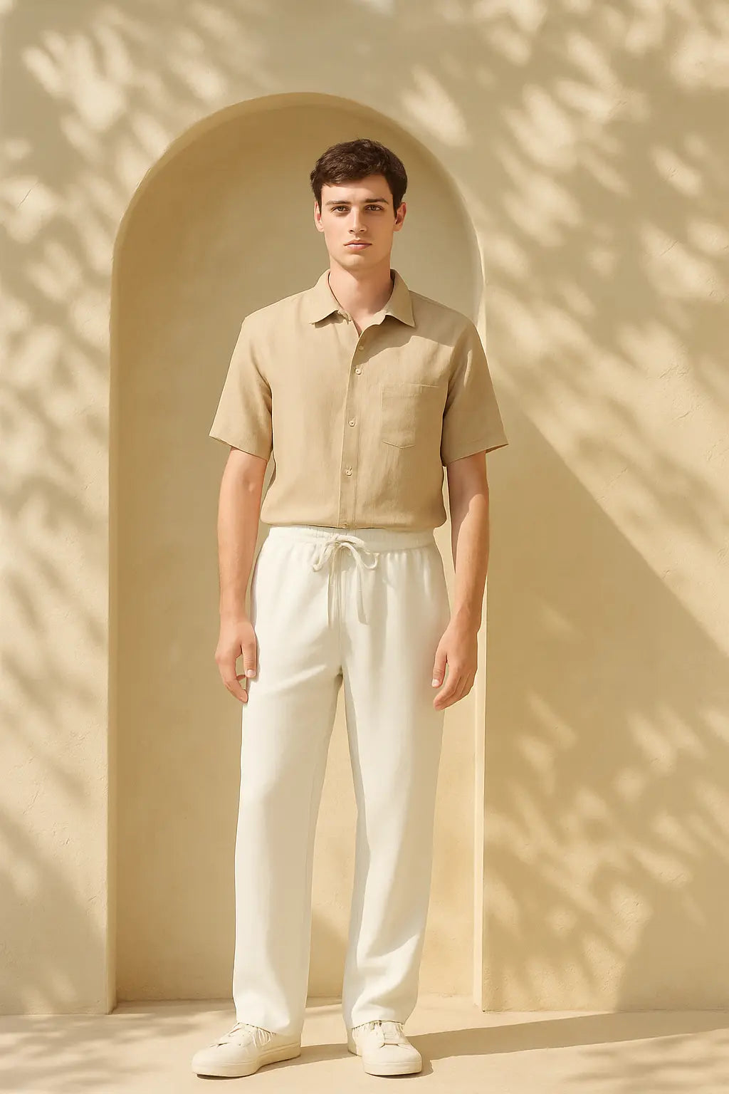 Linen Loose Pants shown in a lifestyle setting, cropped view