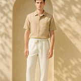 Linen Loose Pants shown in a lifestyle setting, cropped view