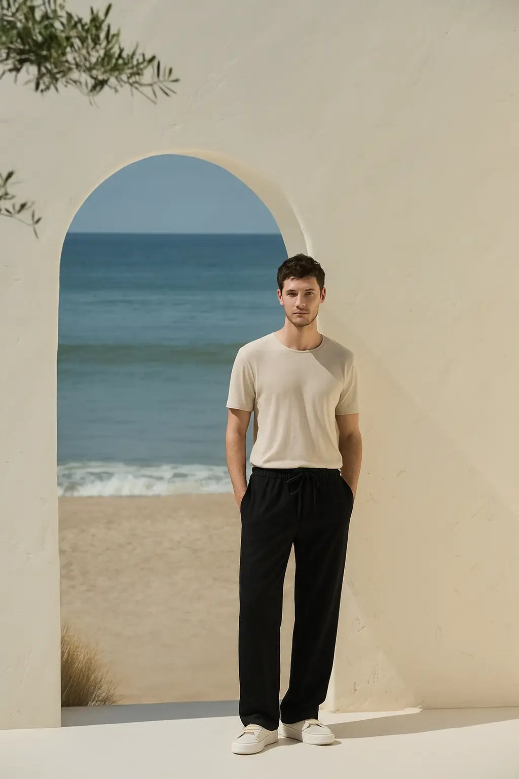 Linen Loose Pants shown in a lifestyle setting