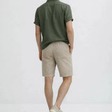 Back view of Linen Rayon Blend Button Up Shirt & Linen Drawstring Shorts