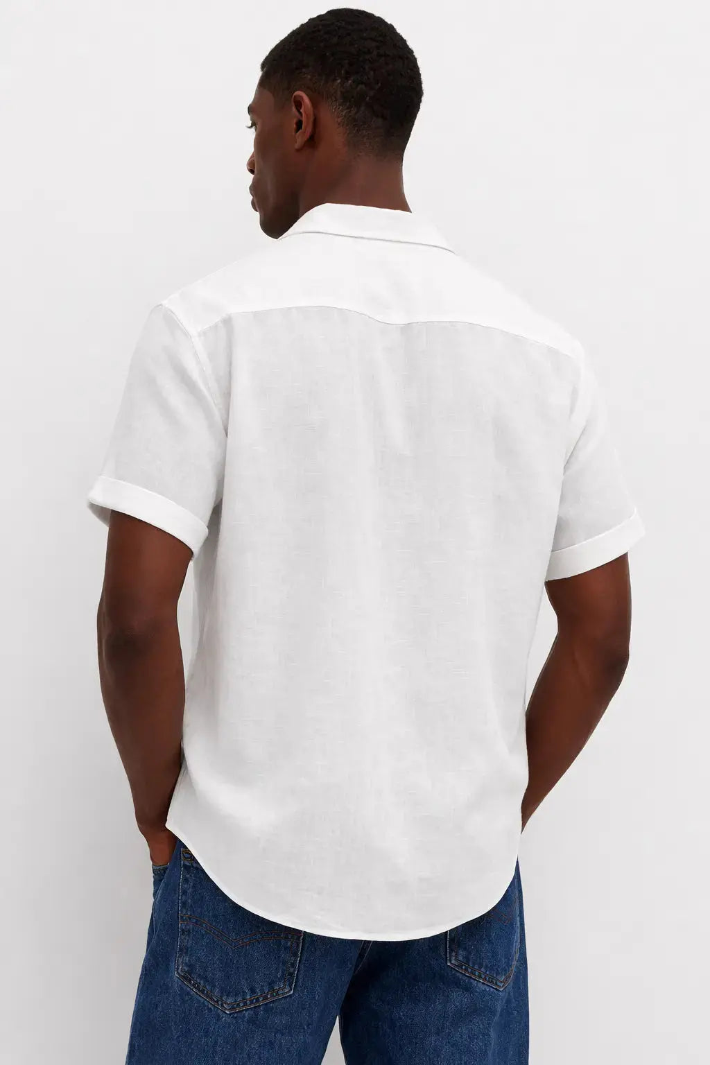 Back view of Coastal Linen Shirt, full view