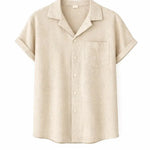 Front view of Beige Coastal Linen Shirt