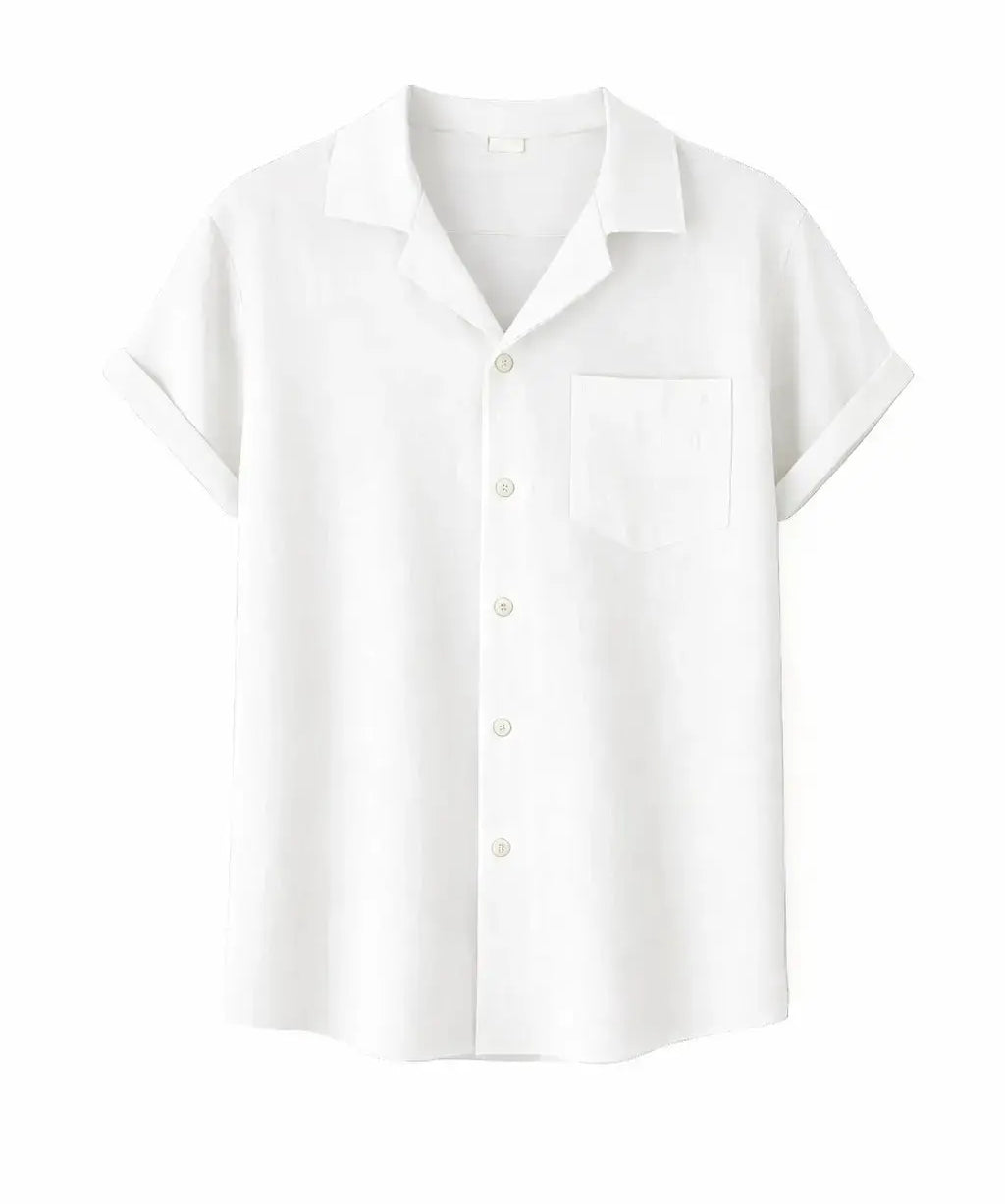 Front view of White Coastal Linen Shirt