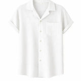 Front view of White Coastal Linen Shirt