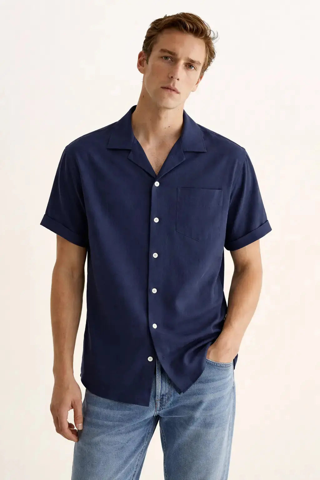 Coastal Linen Shirt shown in a lifestyle setting, alternate view