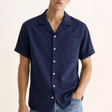 Coastal Linen Shirt shown in a lifestyle setting, alternate view