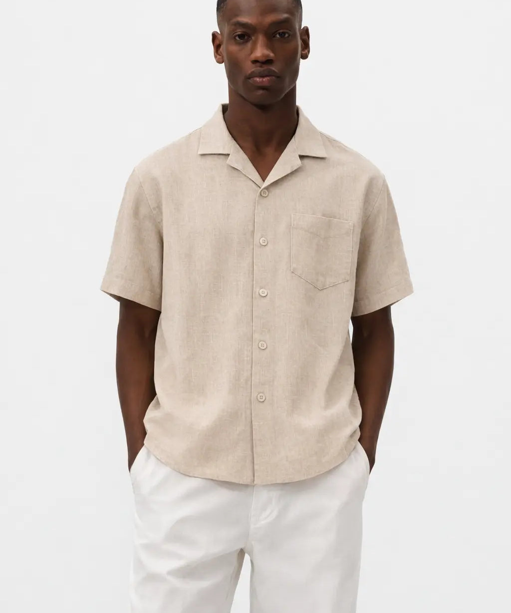Coastal Linen Shirt shown in a lifestyle setting