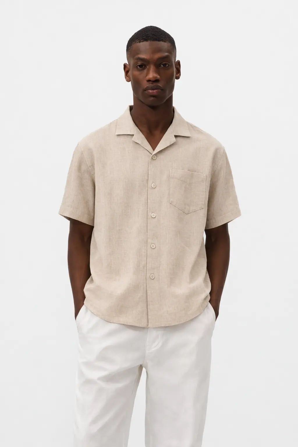 Coastal Linen Shirt shown in a lifestyle setting