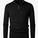 Back view of Black LIVIGNO High Collar Half Zip Sweater