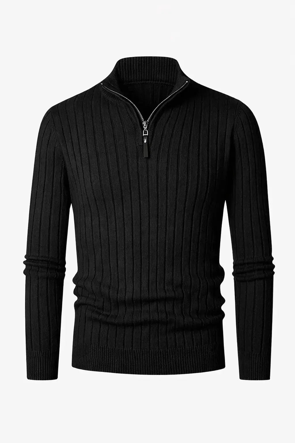Back view of Black LIVIGNO High Collar Half Zip Sweater