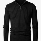 Back view of Black LIVIGNO High Collar Half Zip Sweater
