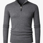 Back view of Dark Gray LIVIGNO High Collar Half Zip Sweater