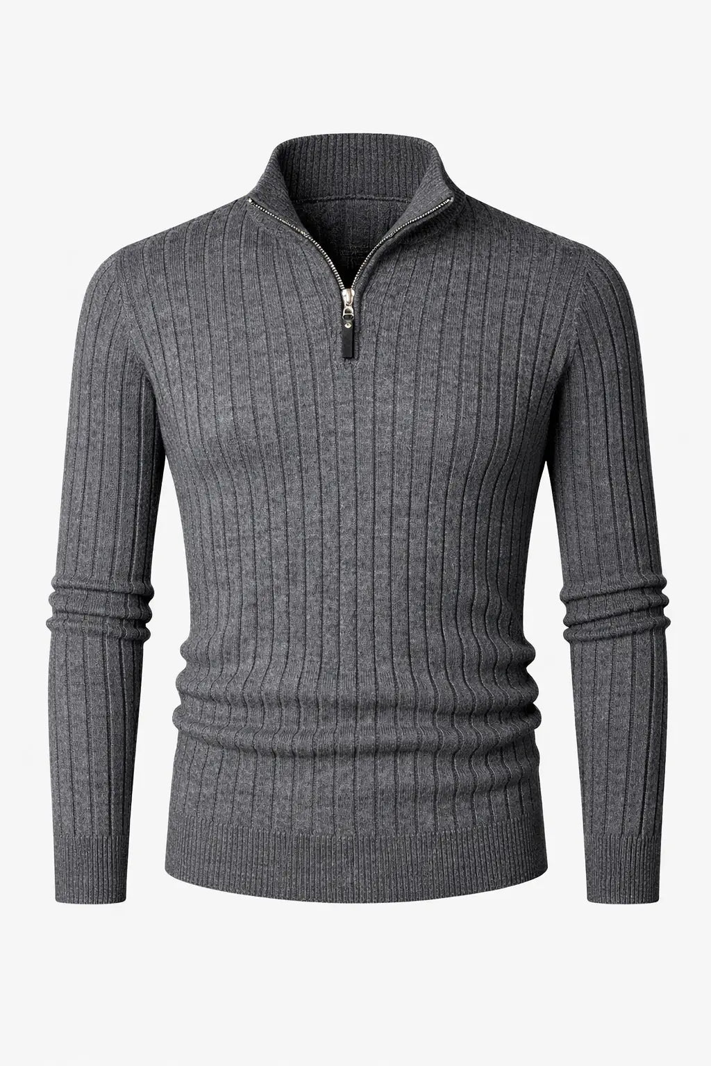 Back view of Dark Gray LIVIGNO High Collar Half Zip Sweater
