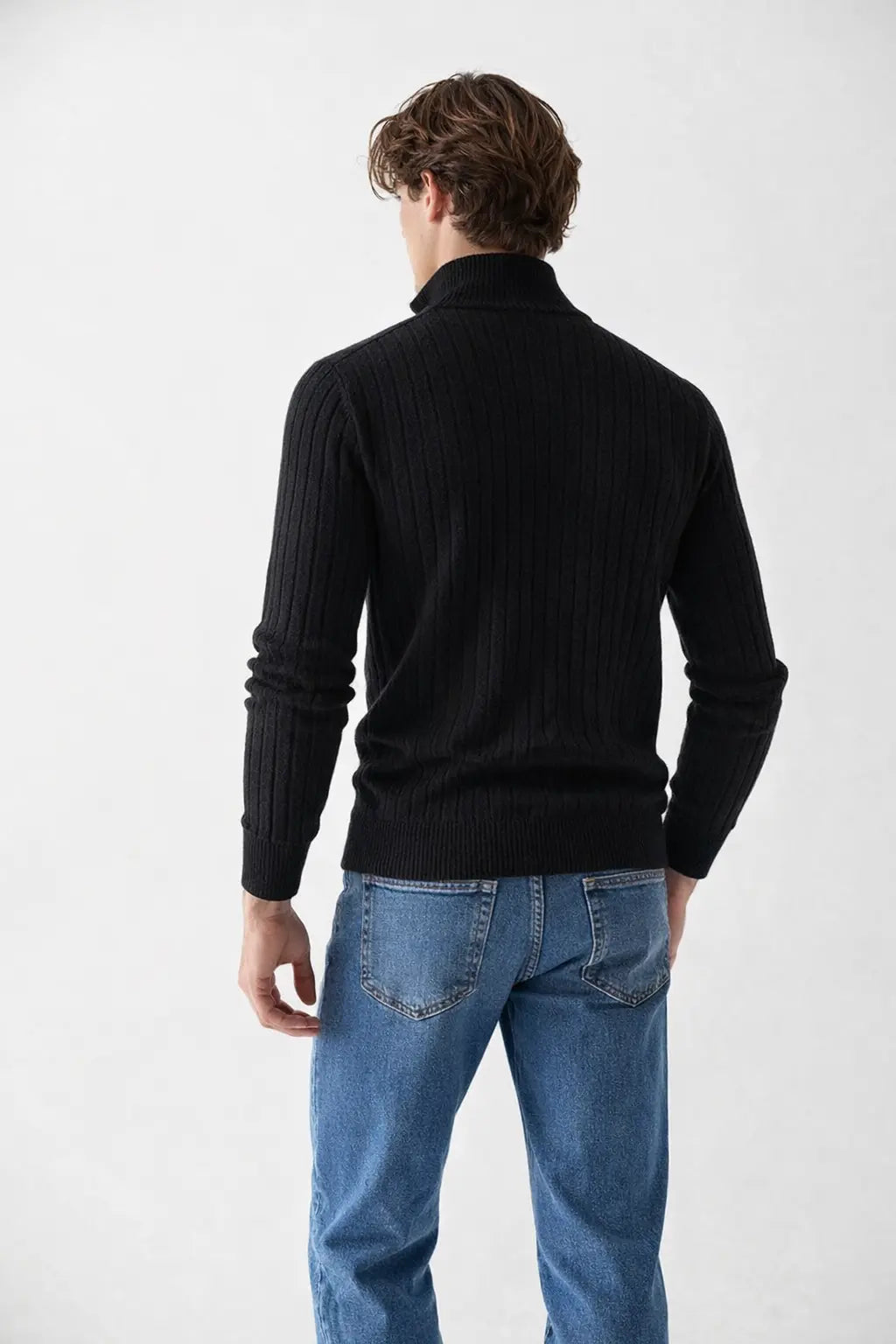 Back view of LIVIGNO High Collar Half Zip Sweater