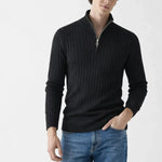 Front view of LIVIGNO High Collar Half Zip Sweater, close up