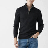 Front view of LIVIGNO High Collar Half Zip Sweater, close up