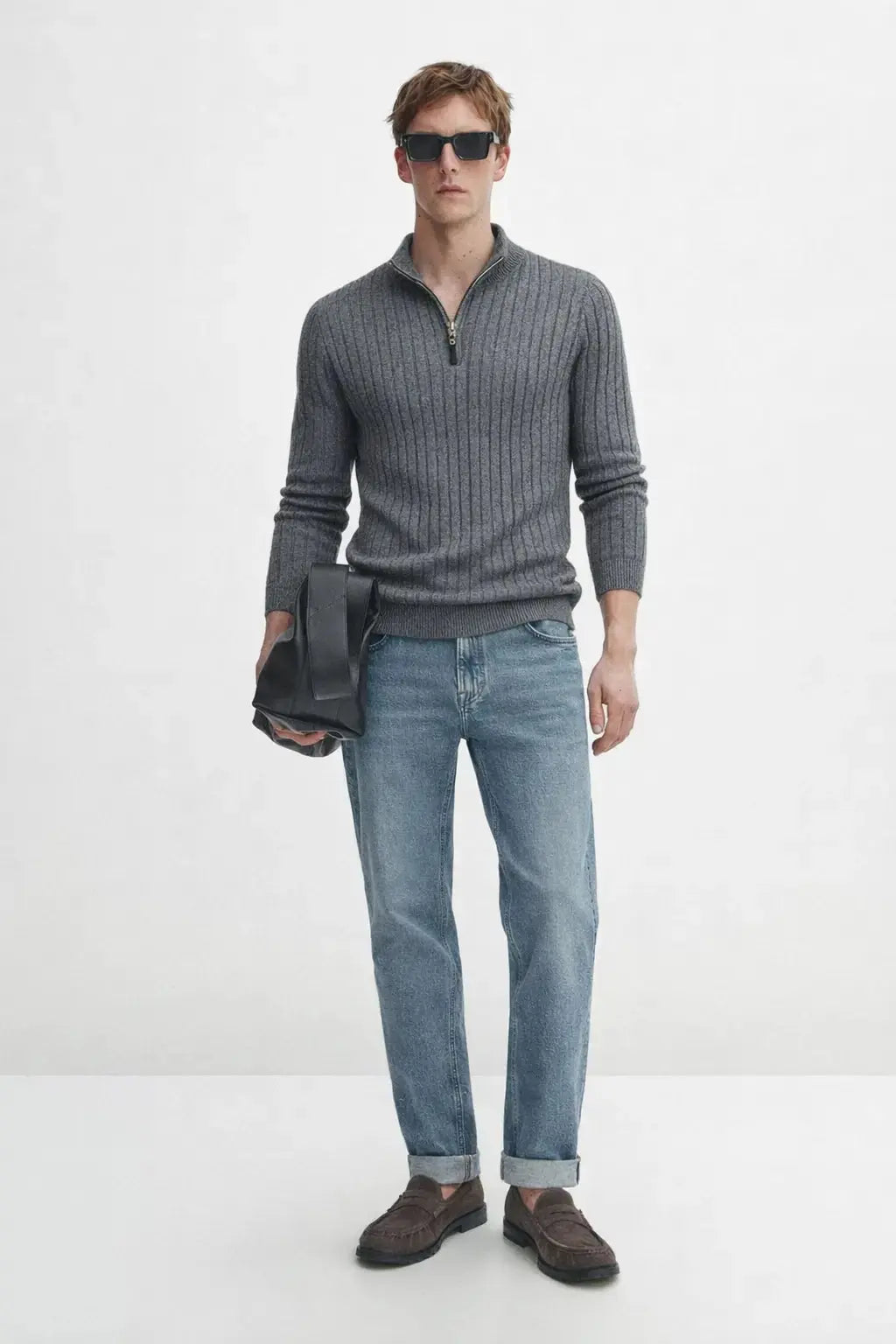 Front view of LIVIGNO High Collar Half Zip Sweater, full view