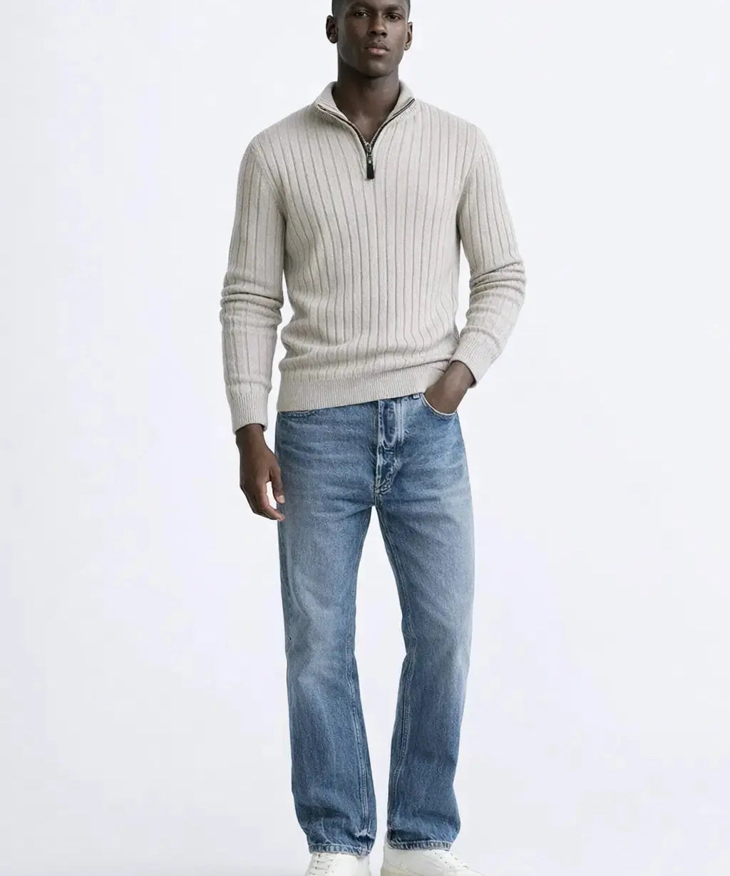 Front view of LIVIGNO High Collar Half Zip Sweater