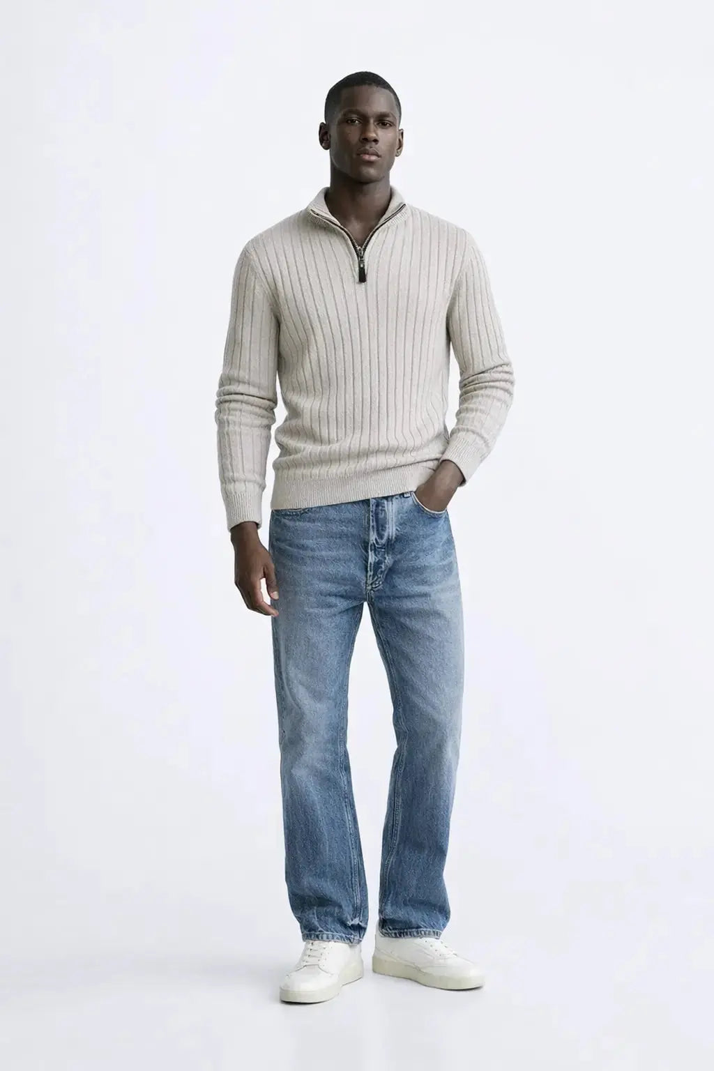 Front view of LIVIGNO High Collar Half Zip Sweater