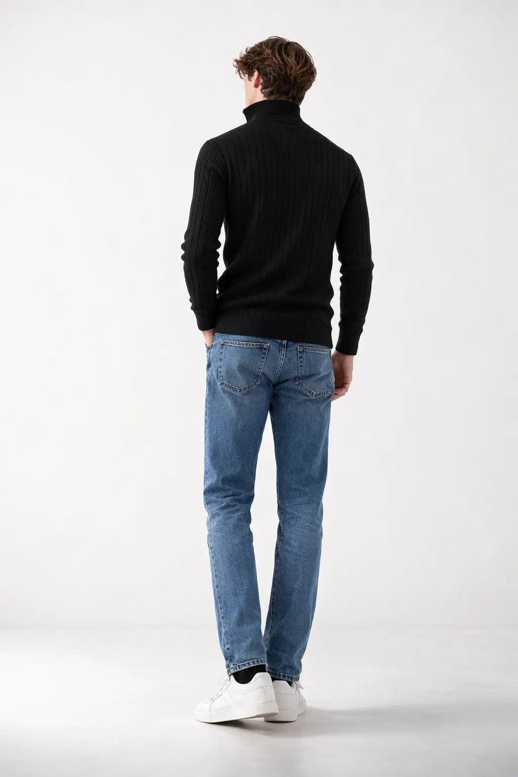 LIVIGNO High Collar Half Zip Sweater shown in a lifestyle setting, alternate view