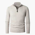 Beige LIVIGNO High Collar Half Zip Sweater shown in a lifestyle setting
