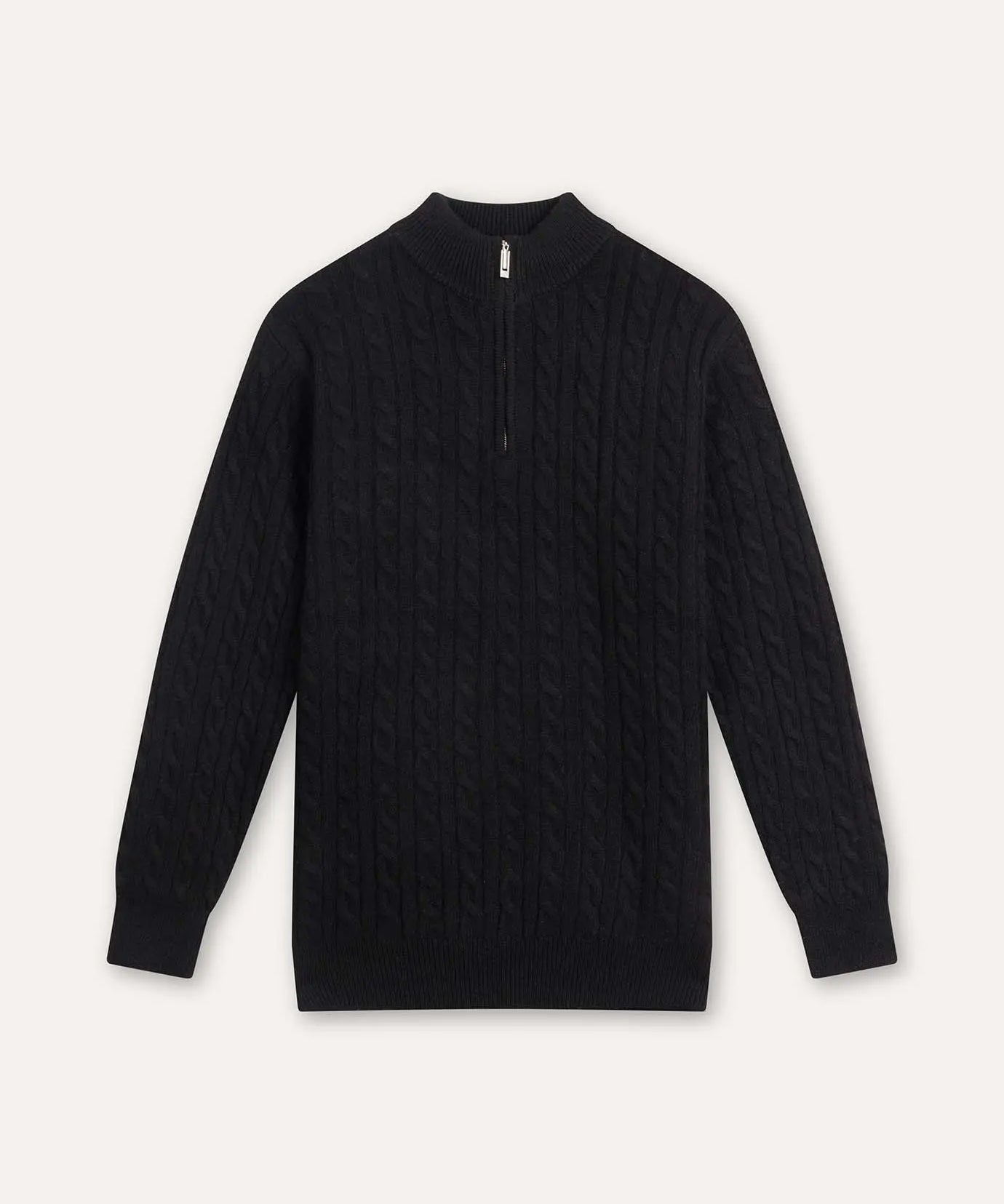 Close-up detail of Black Fernache Old Money Sweater Zip