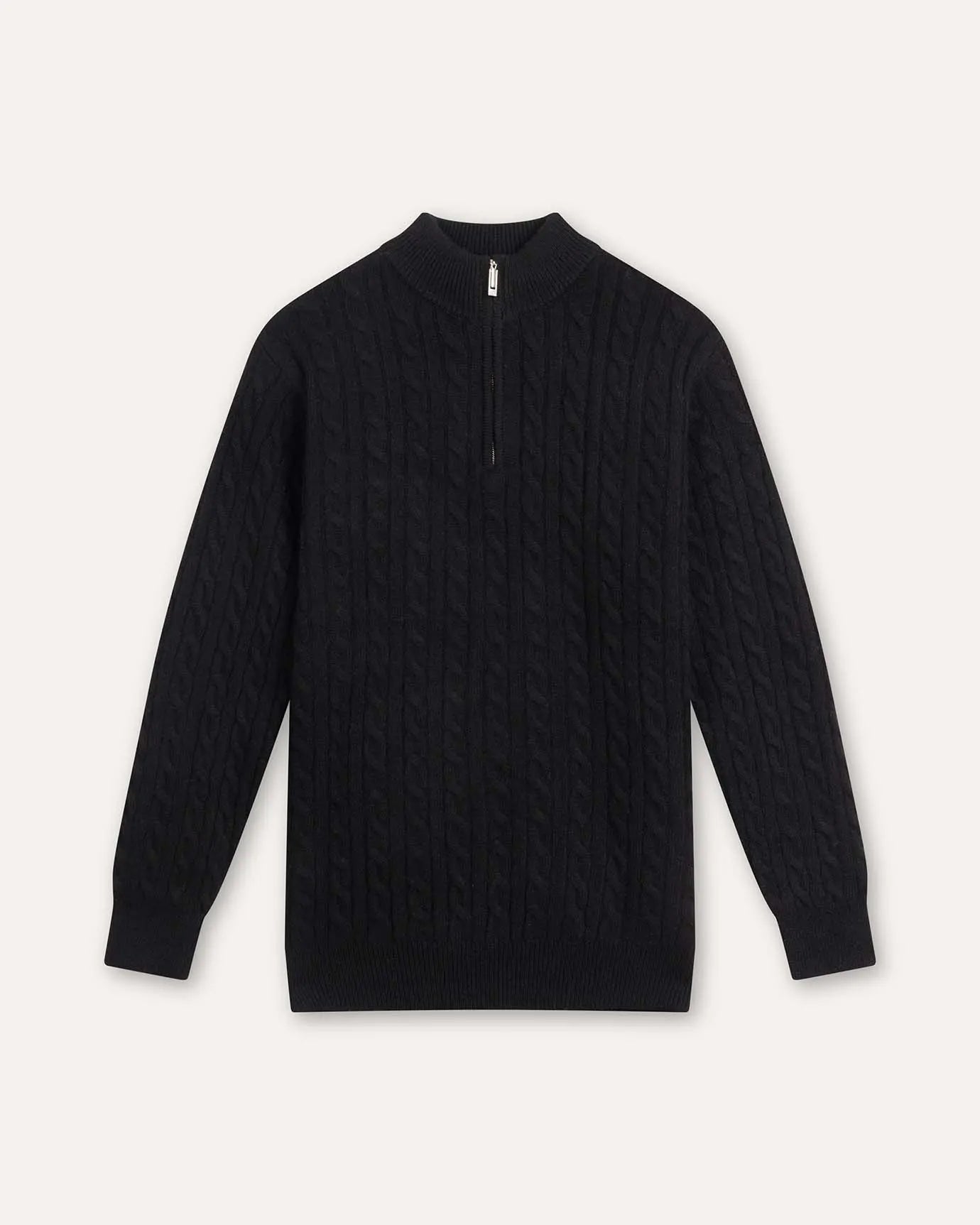 Close-up detail of Black Fernache Old Money Sweater Zip