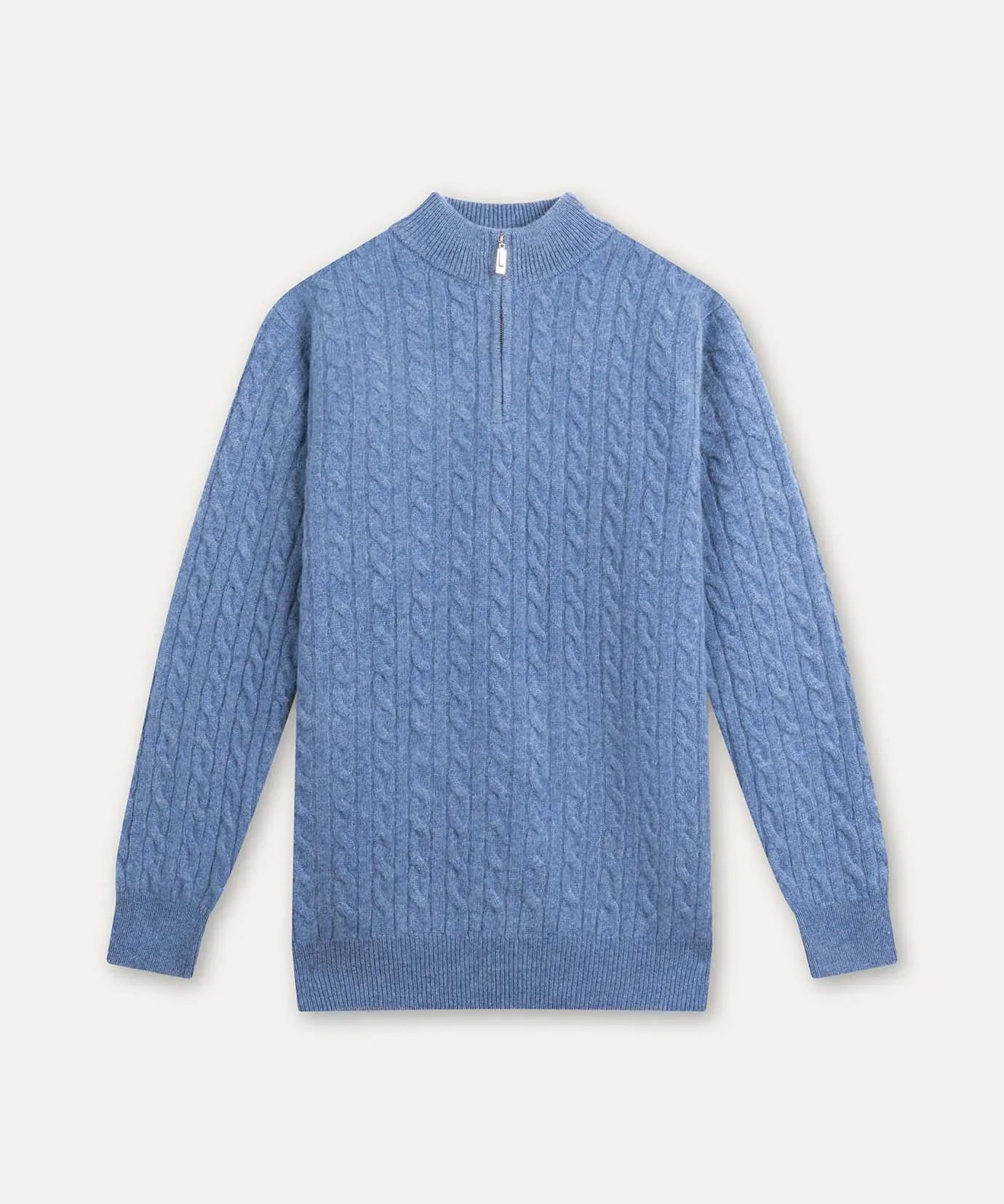 Close-up detail of Floral Blue Fernache Old Money Sweater Zip
