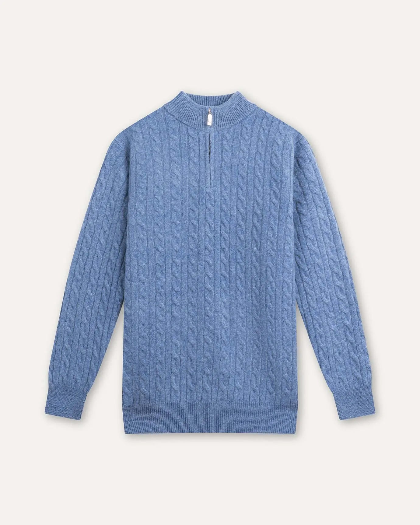 Close-up detail of Floral Blue Fernache Old Money Sweater Zip
