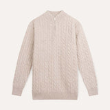 Front view of Light Camel Fernache Old Money Sweater Zip