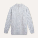 Front view of Light Grey Fernache Old Money Sweater Zip