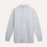 Front view of Light Grey Fernache Old Money Sweater Zip