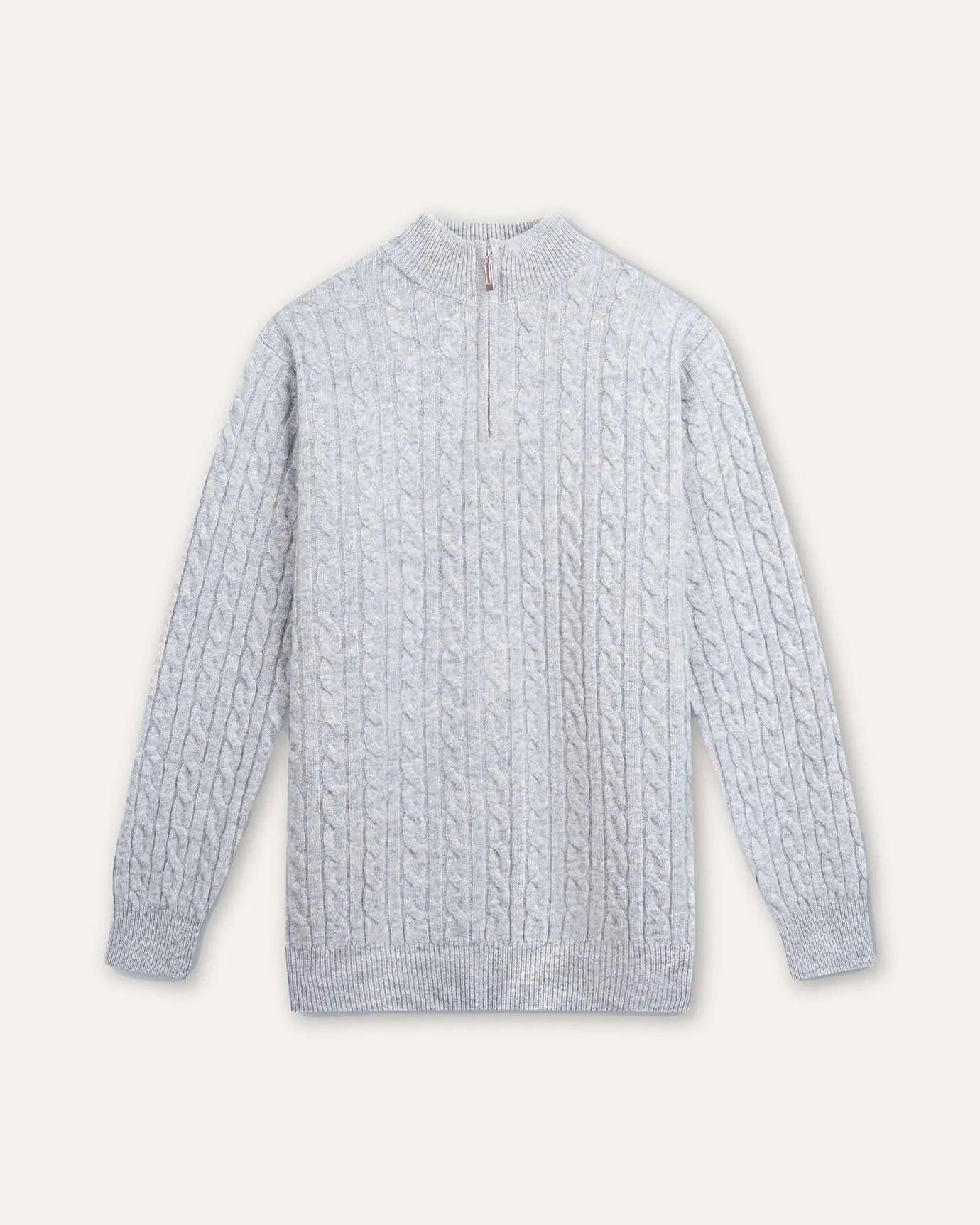 Front view of Light Grey Fernache Old Money Sweater Zip