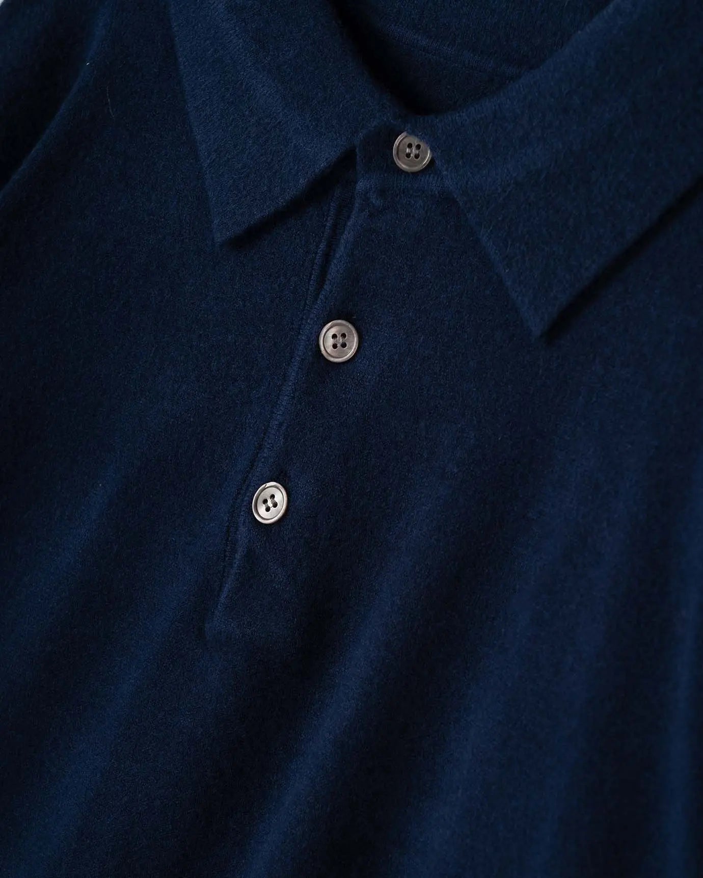 Close-up detail of Fernache Old Money Wool Fine Polo, construction detail