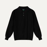 Front view of Black Fernache Old Money Wool Fine Polo