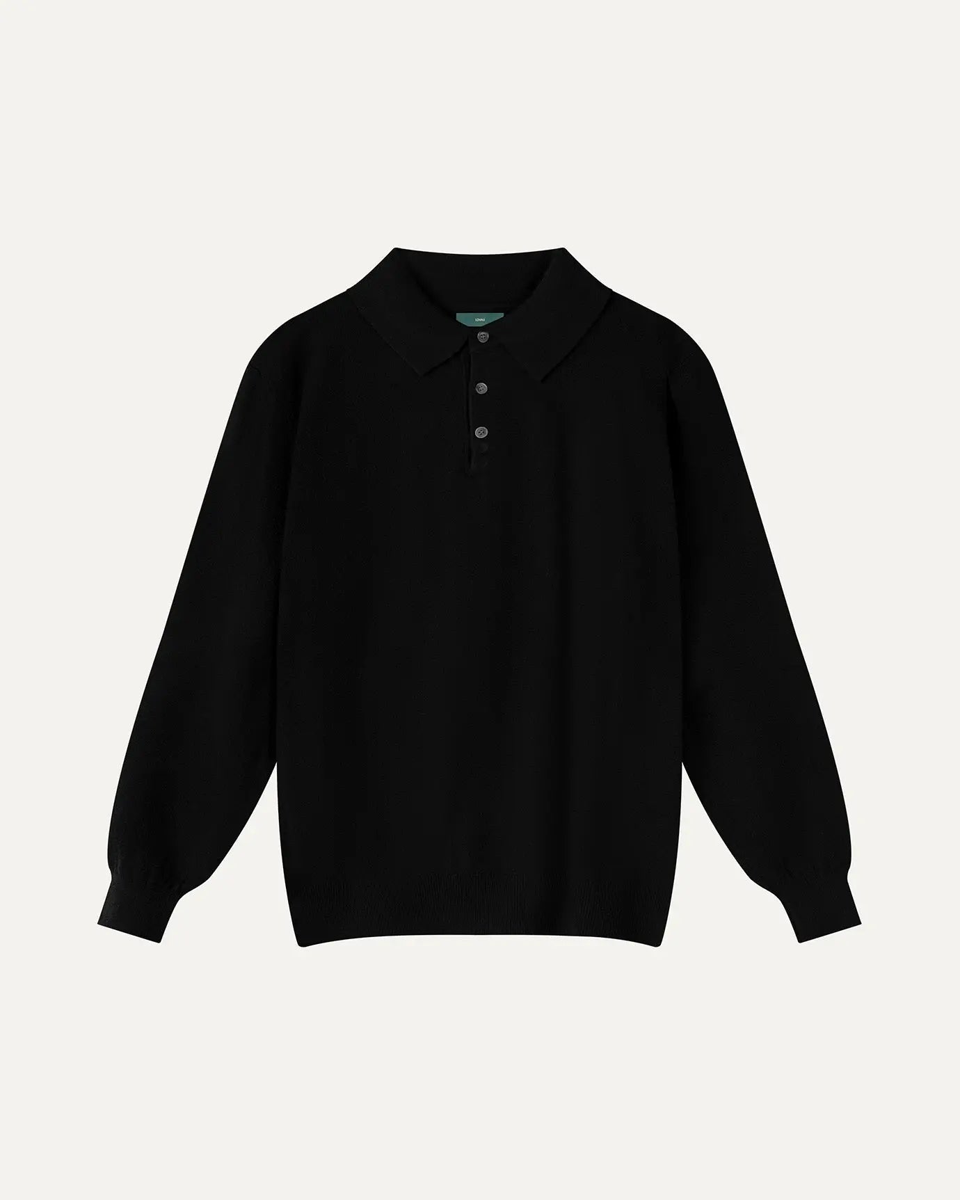 Front view of Black Fernache Old Money Wool Fine Polo